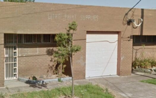 Small factory for lease in Sunshine, Melbourne. External view with driveway. 40 Central Avenue Sunshine.