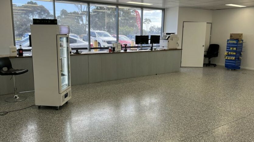 Reception area inside warehouse and showroom for lease in Keilor Park Drive, Melbourne